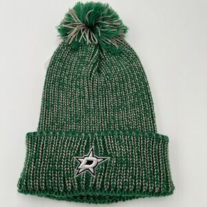 Adidas Dallas Stars Knit Pom Beanie Green White One Size Fits All NHL Hockey